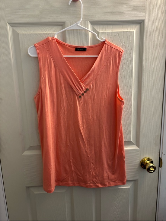 Sampeel Tops - Sleeveless V-Neck Coral Tank Top L